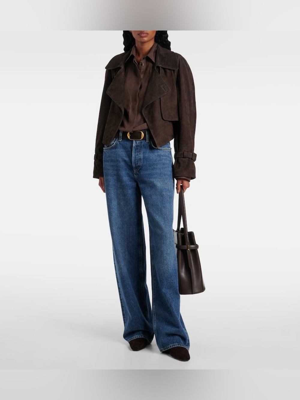 Nour Hammour Hatti Cropped Suede Jacket in chocolate brown - Picture 7 of 16
